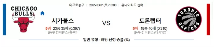 3월 01일 NBA 시카불스 vs 토론랩터