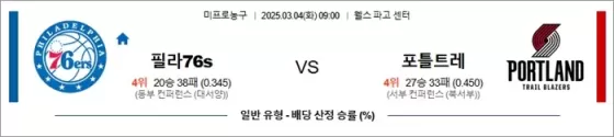 3월 04일 NBA 필라76s vs 포틀트레