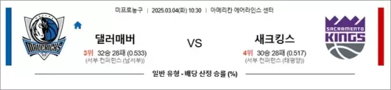 3월 04일 NBA 댈러매버 vs 새크킹스