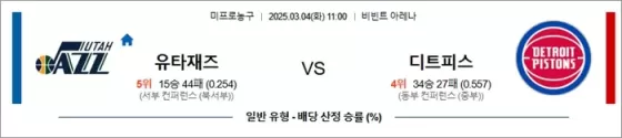 3월 04일 NBA 유타재즈 vs 디트피스