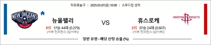 3월 07일 NBA 뉴올펠리 vs 휴스로케