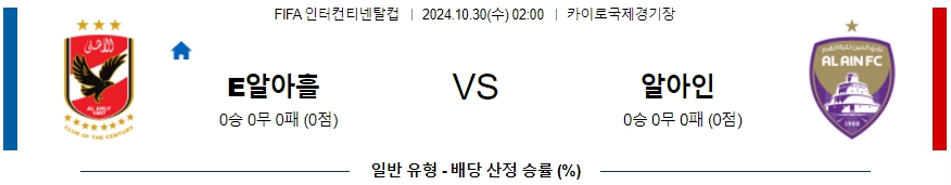 알 아흘리SC 알 아인FC 【 FIFA인터컨티넨탈컵 】분석 스포츠중계 20241030