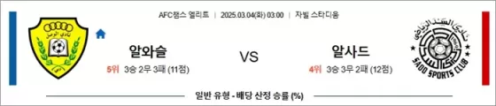 3월 04일 ACLE 알와슬 vs 알사드