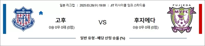 3월 26일 일리그컵 고후 vs 후지에다