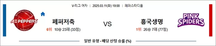 3월 11일 KOVO여 페퍼저축 vs 흥국생명