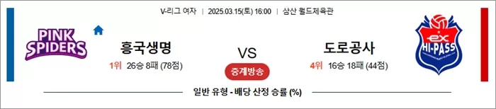 3월 15일 KOVO여 흥국생명 vs 도로공사